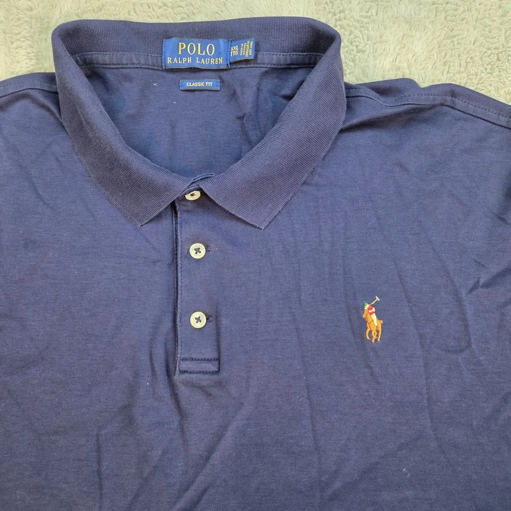 Polo Ralph Lauren Polo Shirt Mens XXL Classic Fit Short Sleeve Flesh Pony Navy